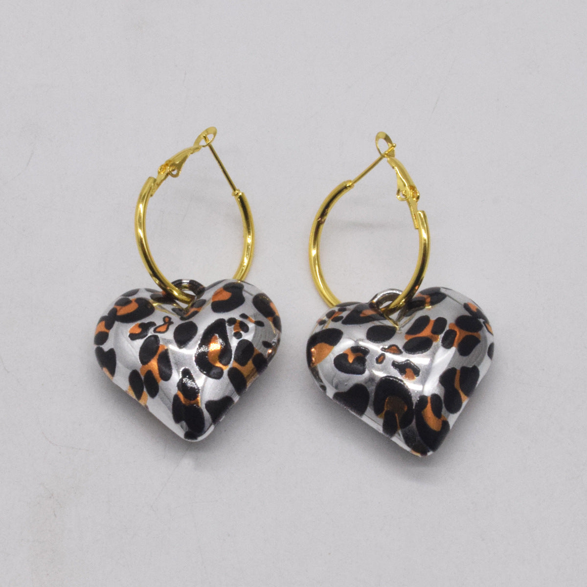Wholesale Leopard Heart Pendant Earrings
