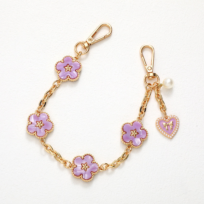 Wholesale Acrylic Five Leaf Clover Metal Keychain Chain Keychains ACC-KC-GeLian001