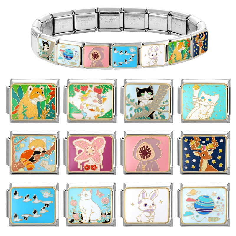 Wholesale Italian Charm Bracelet 9mm DIY Splicing Cute Creative Stainless Steel Composable Bracelet