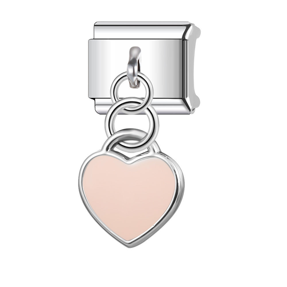 Wholesale Italian Charm Bracelet 9mm DIY Splicing Pendant Heart Shape Stainless Steel Composable Bracelet