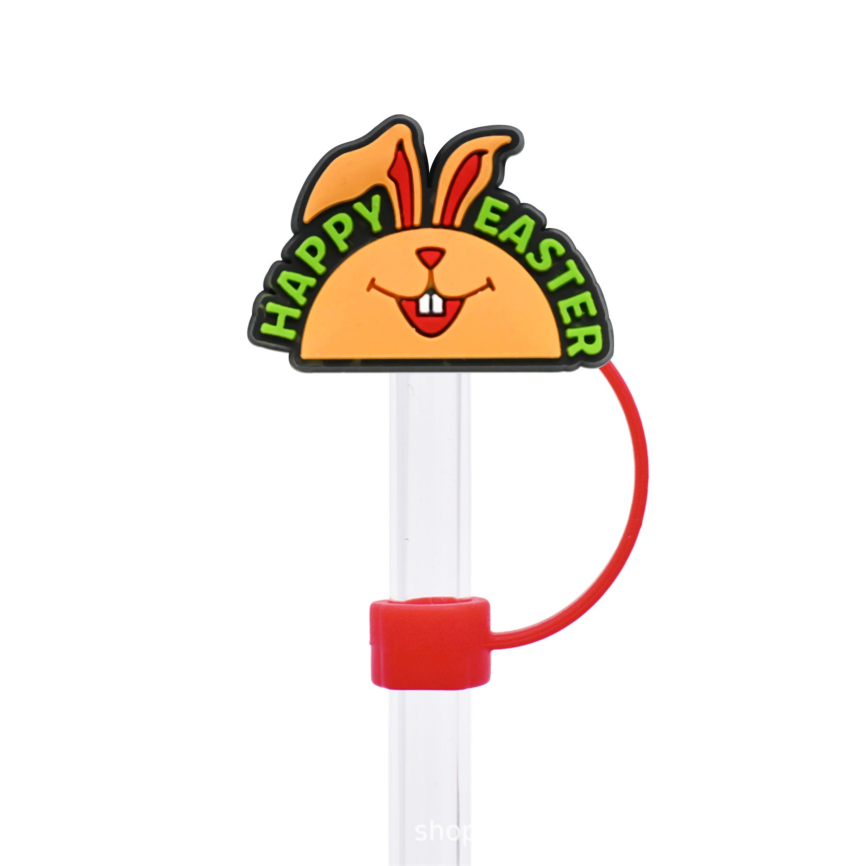 Wholesale Random 50pcs Easter Cute Bunny 10mm PVC Soft Straw Tube Cap