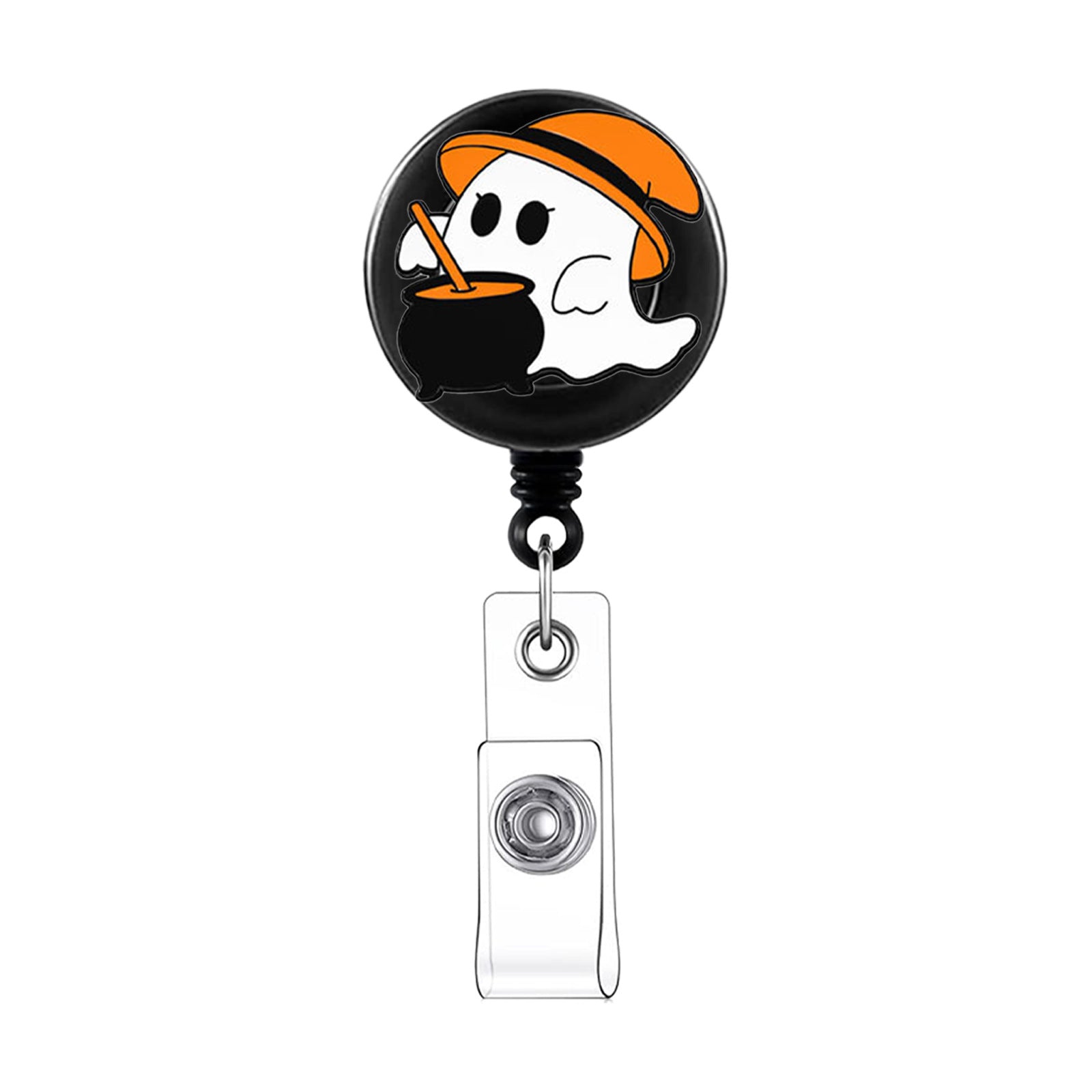 Wholesale  Ghost Witch Hat Retractable Badge Reel Clip with Pink Cap,  Fashion Accessory for Ladies,  Stylish Gift for Party