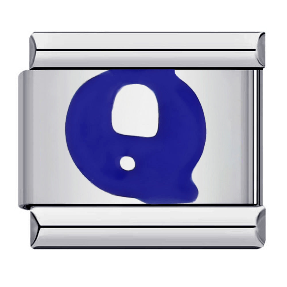 Wholesale Italian Charm Bracelet 9mm DIY Splicing Removable Blue English Letters Stainless Steel Composable Bracelet