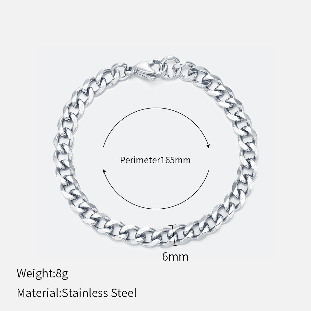 Wholesale  Stainless Steel Bracelets Real Gold Electroplating Smooth  Cuban Chain