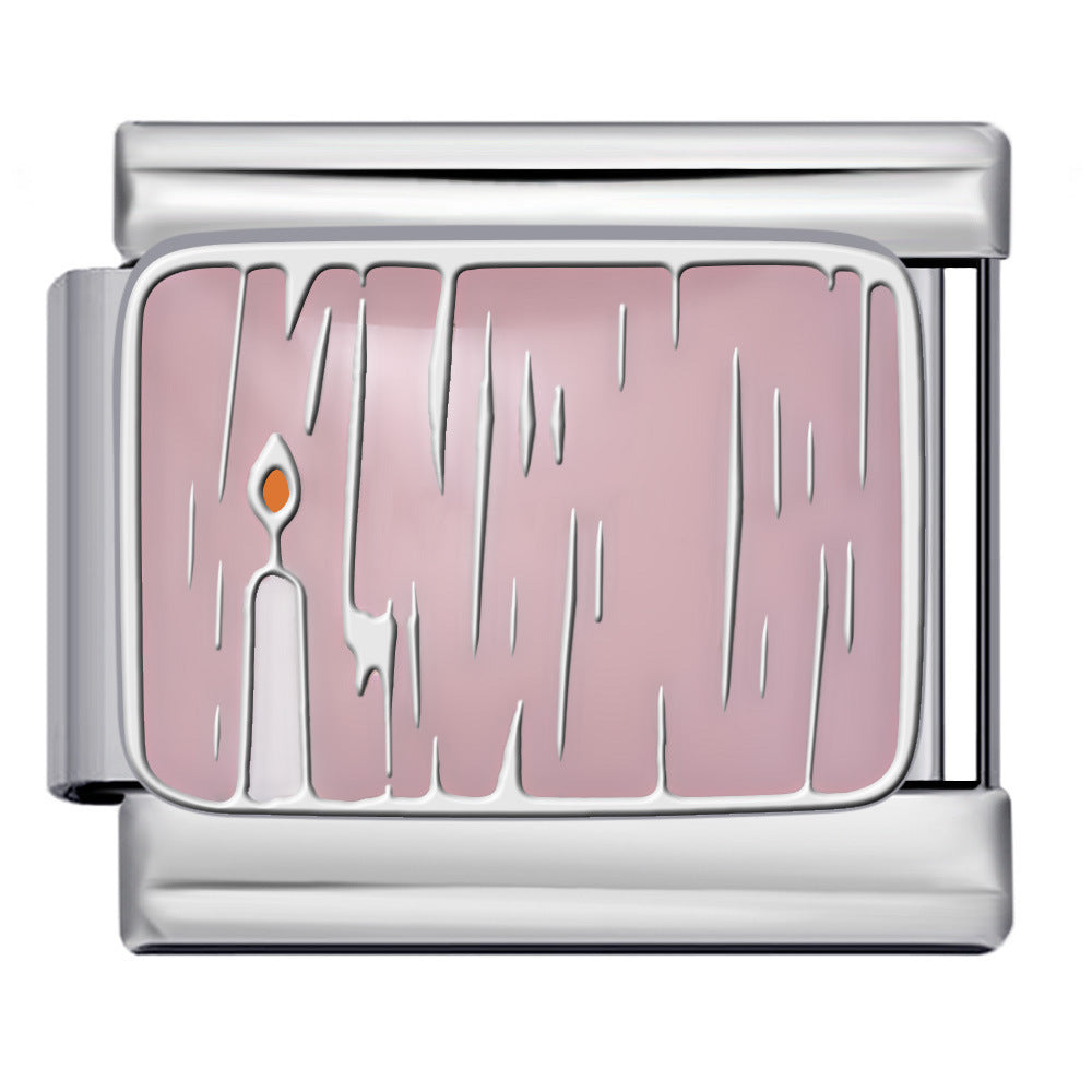 Wholesale 5pcs Italian Charm Bracelet 9mm DIY Splicing Black Pink Pattern Stainless Steel Composable Bracelet