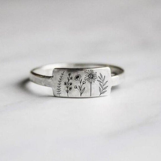 Wholesale Retro Floral Metal Ring,  Fashion Jewelry Accessory for Boutique Resale