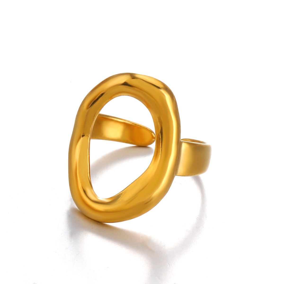 Wholesale European American Stainless Steel Irregular Oval Ring – Trendy Niche Design Jewelry Accessory