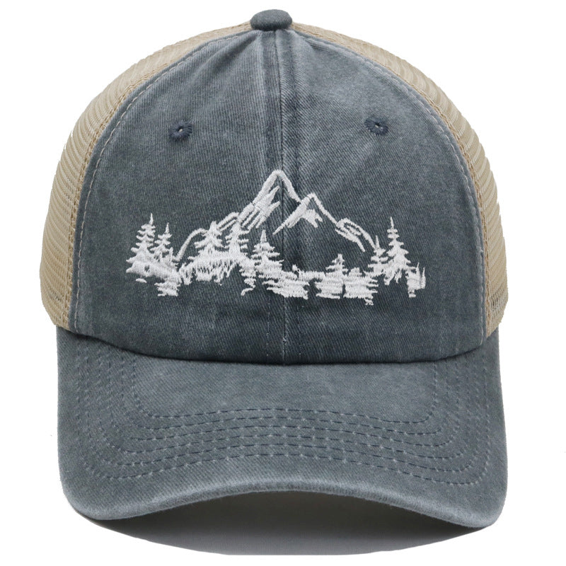 Wholesale Retro Mountain Forest Baseball Cap Colorblock Washed Mesh Cap ACC-HT-PeiNi001