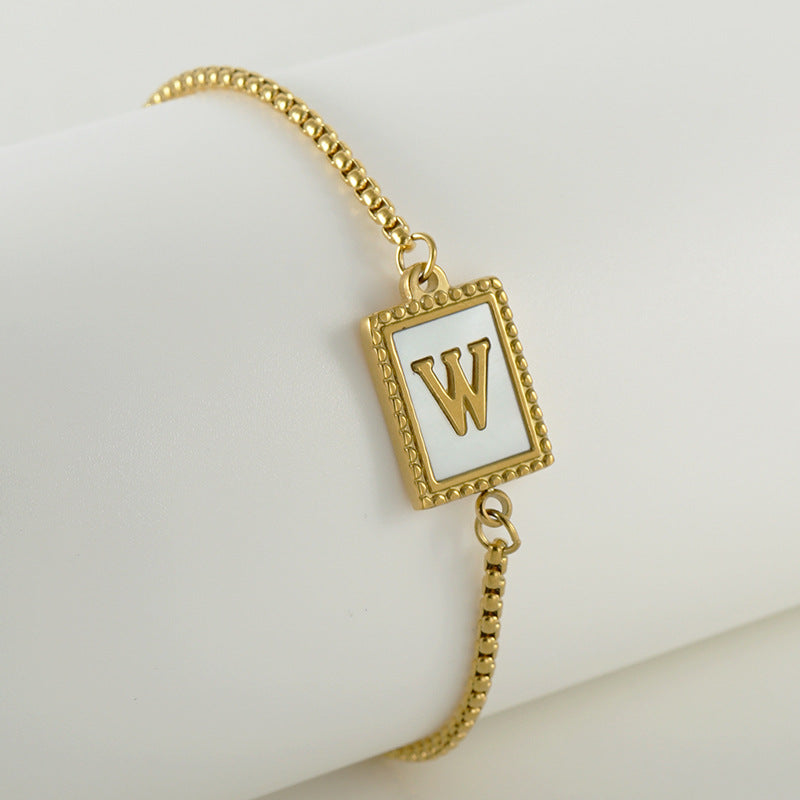 Wholesale Shell Titanium Steel Letter Bracelet ACC-BT-Zhongy007