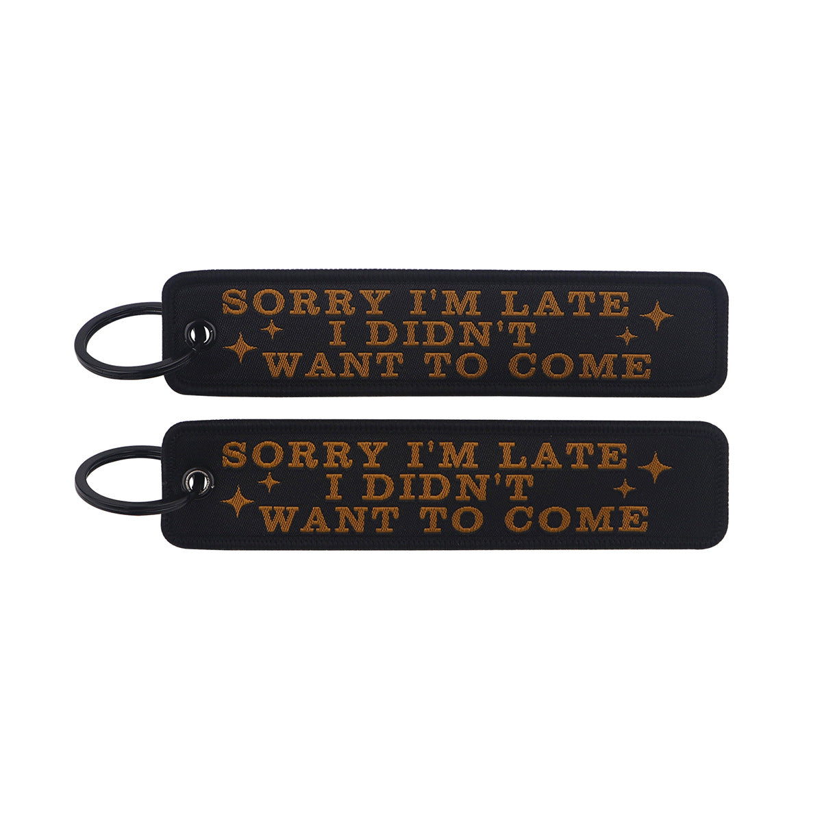 Wholesale famous quotes woven tag English letters keychain