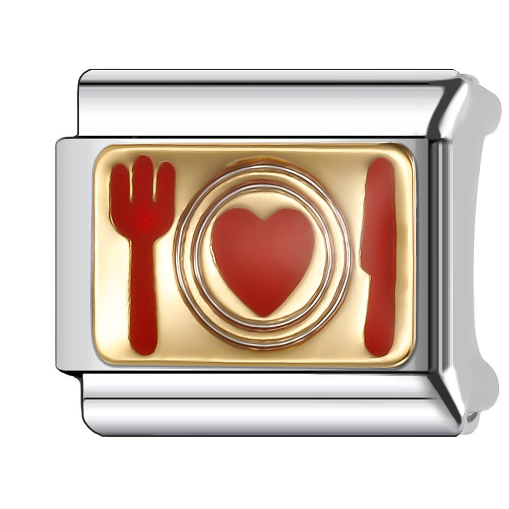 Wholesale Italian Charm Bracelet 9mm DIY Splicing Food & Beverage Series Stainless Steel Composable Bracelet