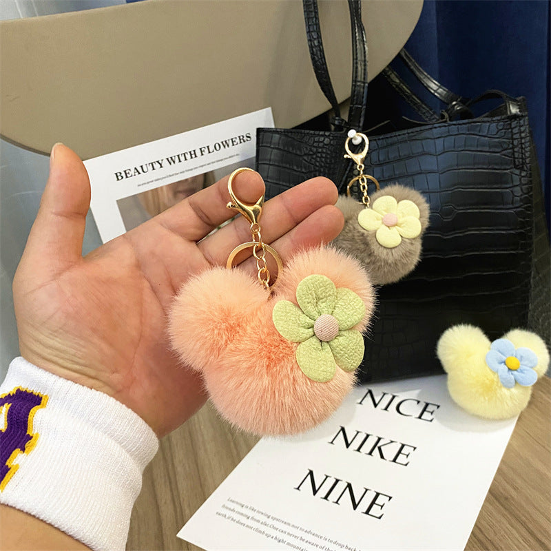 Wholesale Trendy Cartoon Mouse Head Plush Keychain Bag Charm Car Key Accessory Party Gift