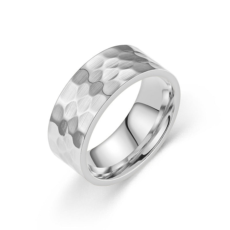 Wholesale  titanium steel design bump pattern couple ring