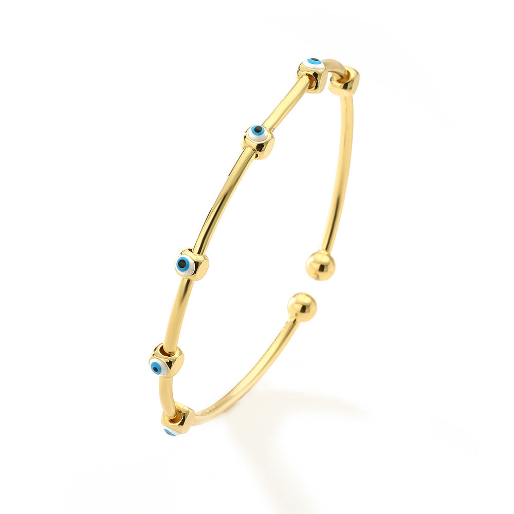 Wholesale Copper Plated Real Gold Demon Eye Open Adjustable Bracelet