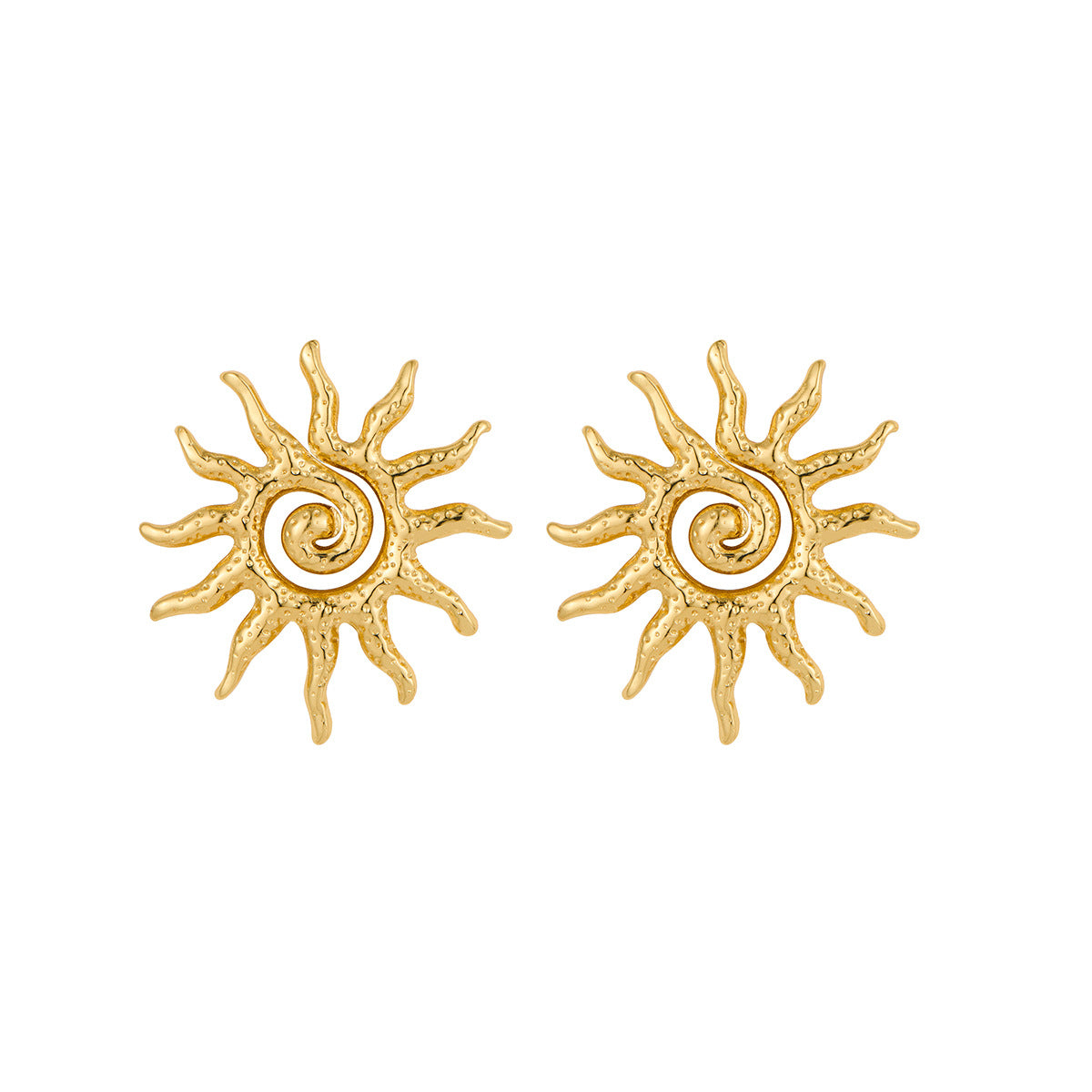 Wholesale Geometric Sunflower Stud Earrings Titanium Steel Electroplated Fashion Jewelry Accessory Gift for Women