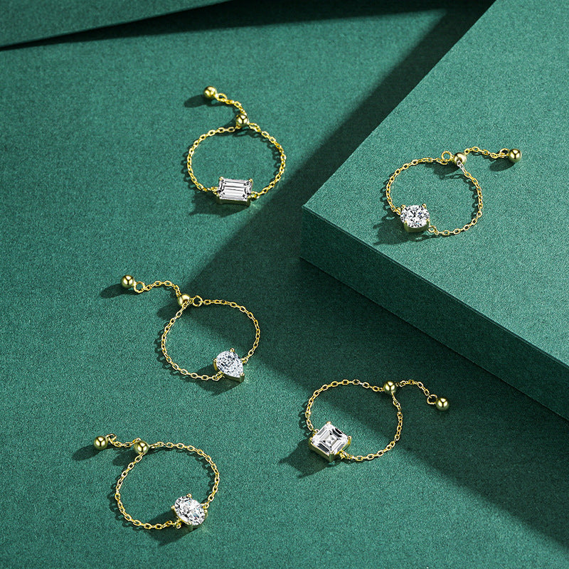 Wholesale S925 Silver Zircon Ring Open Adjustable Ring ACC-RS-MoDian004