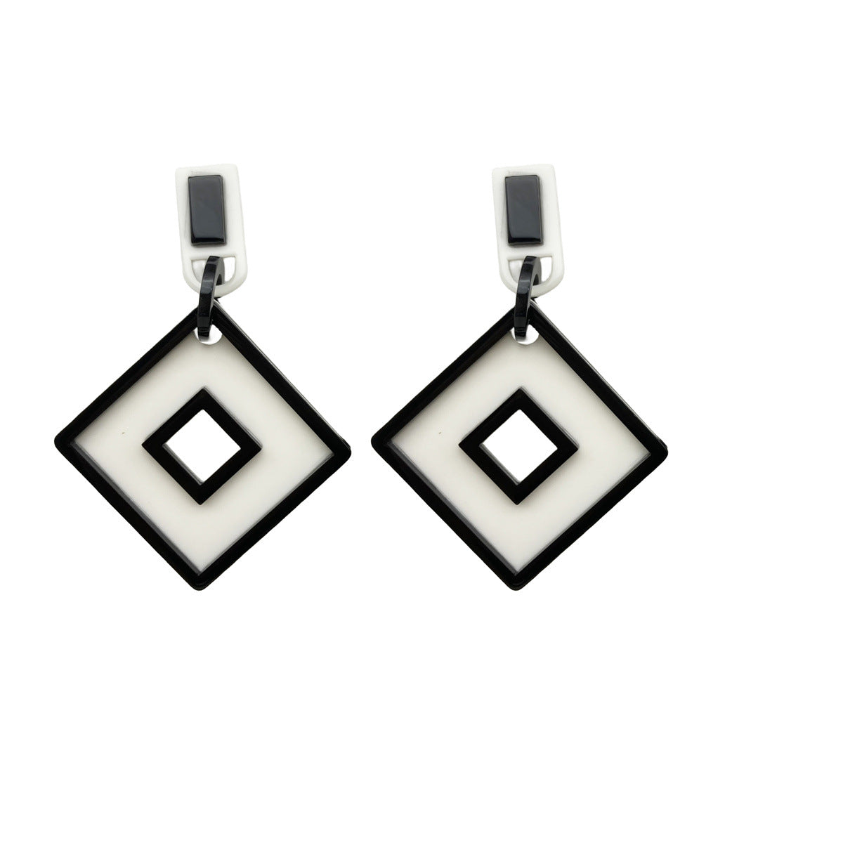Wholesale Black and White Contrast Geometric Acrylic Earrings ACC-ES-FX030