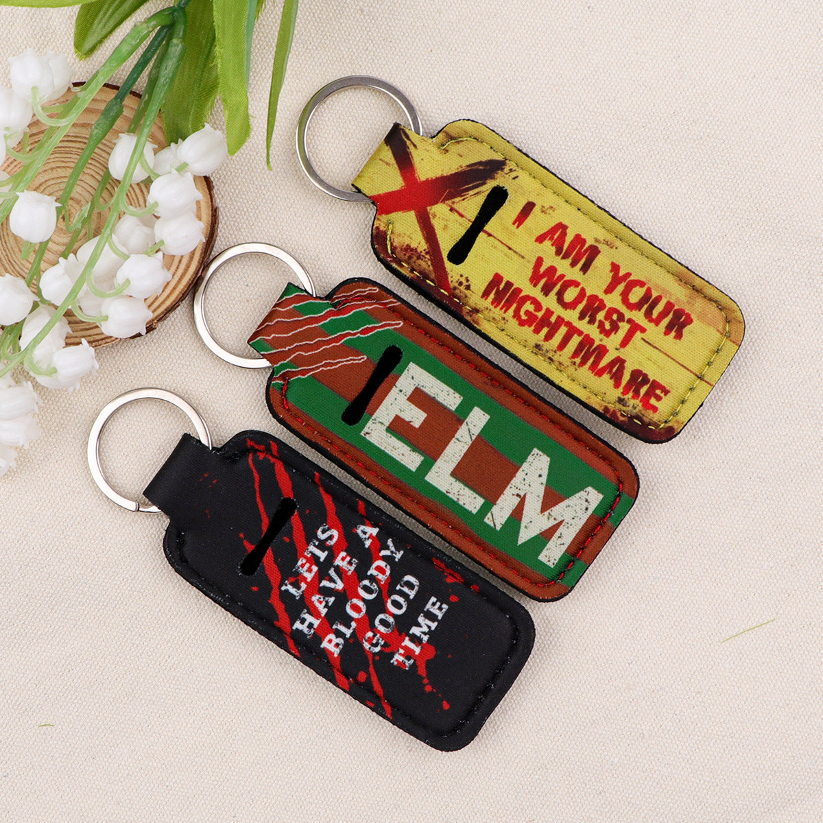 Wholesale 6pcs Quotations Letter Lipstick Set Keychain