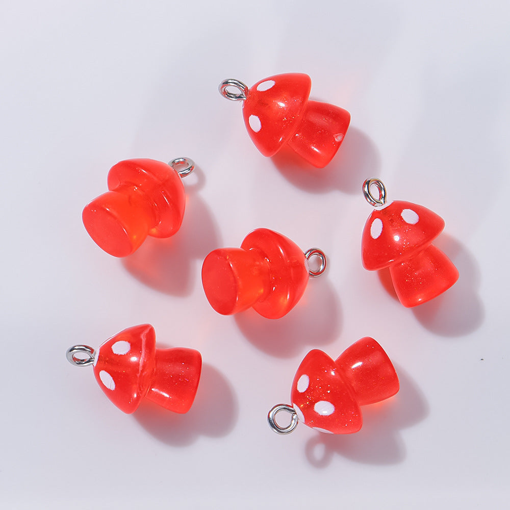 Wholesale 20pcs/ pack Transparent Colorful Luminous Mushroom Pendant — DIY Handmade Accessories for Keychains Earrings and Necklaces
