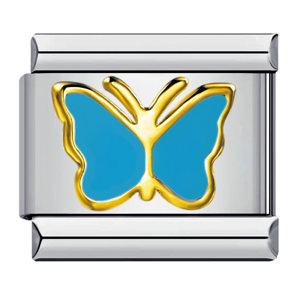 Wholesale  Italian modular stamped heart and butterfly DIY bracelet