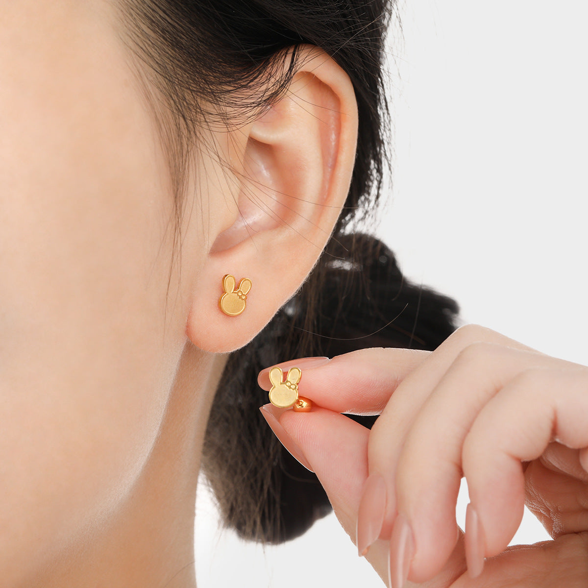 Wholesale Bow Rabbit Ear Bone Nail Personalized Twist Screw Titanium Steel Earrings