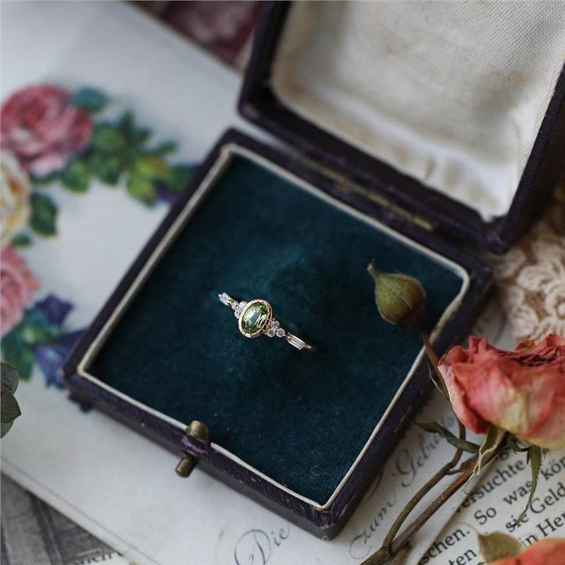 Wholesale Peridot Light Luxury Gold Plated Open Ring