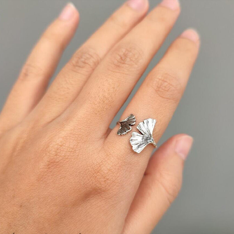 Wholesale Distressed Ginkgo Leaf Ring