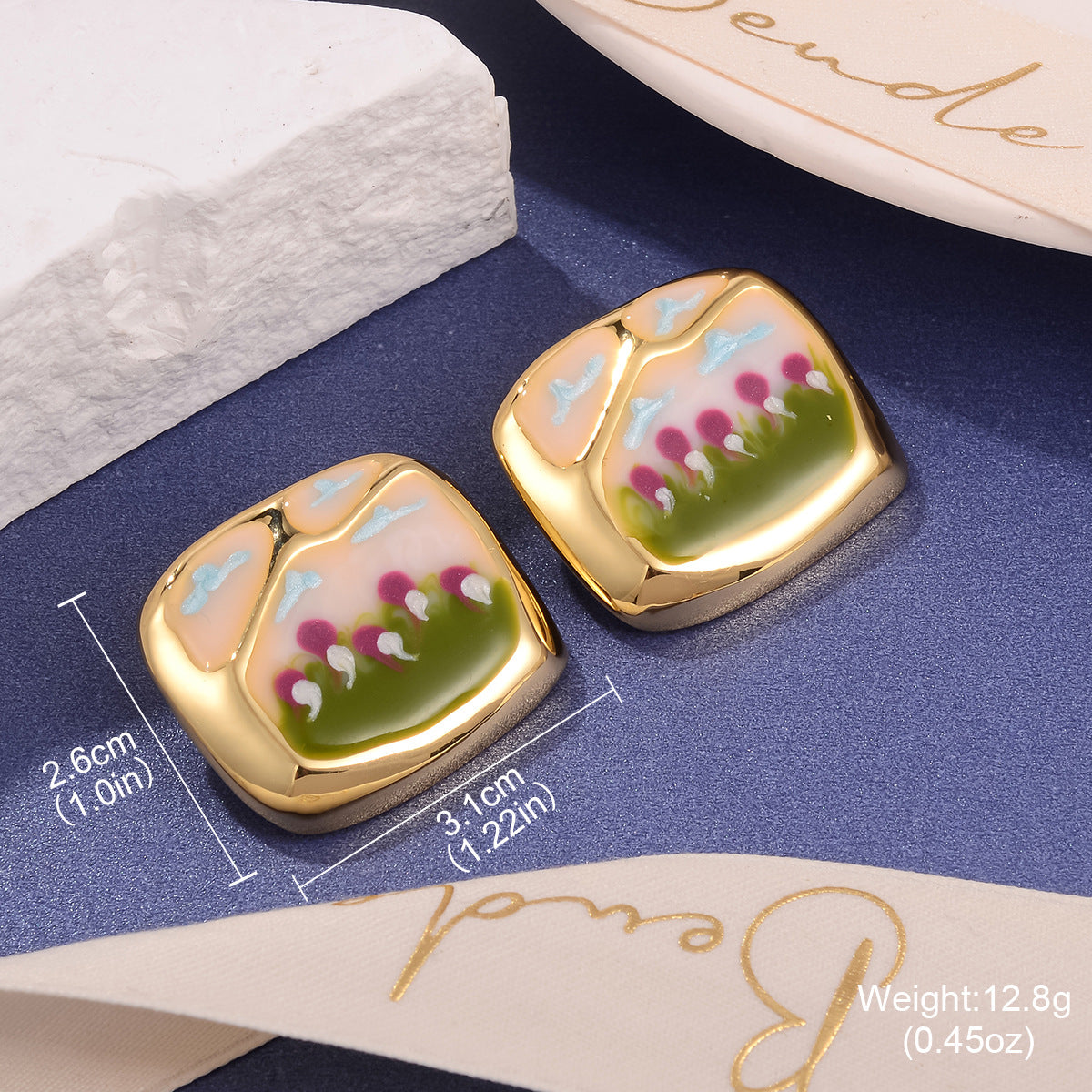 Wholesale Enameled Gradient Oil Drop Earrings