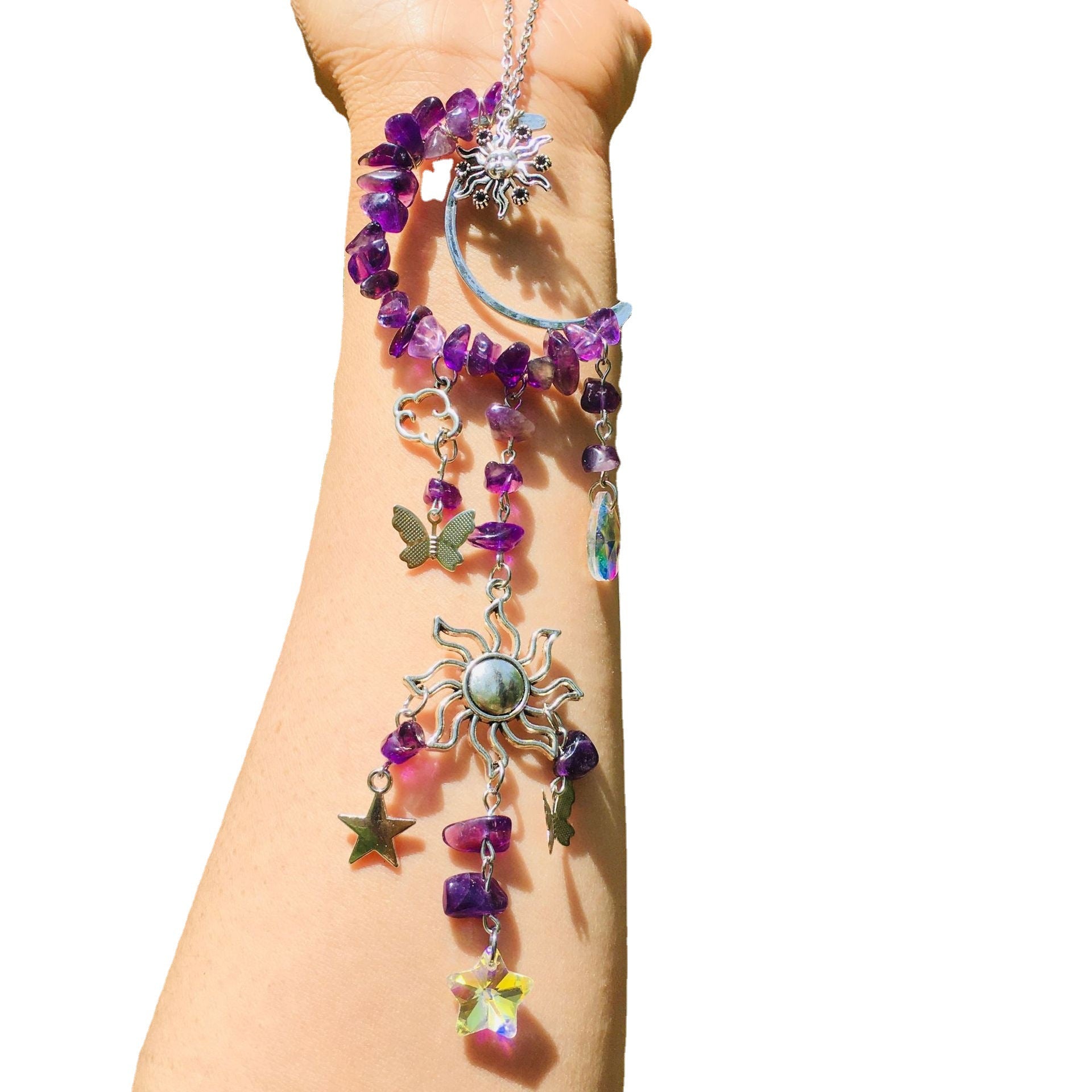 Wholesale Natural Crystal Gravel Double Sun Sun Catcher Wind Chime ACC-WS-RongGuan006