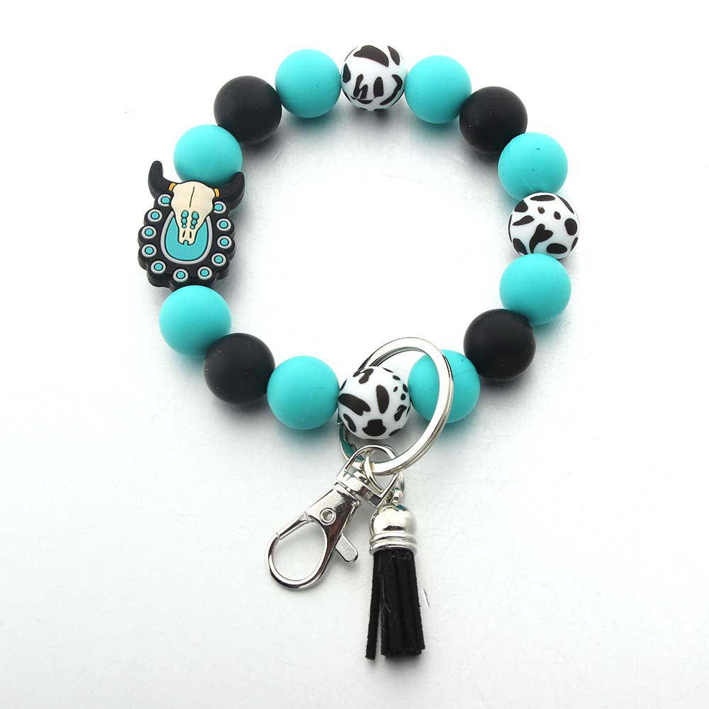 Wholesale Cartoon Western Style Silicone Beaded Wristlet Keychain ACC-KC-JinAn011