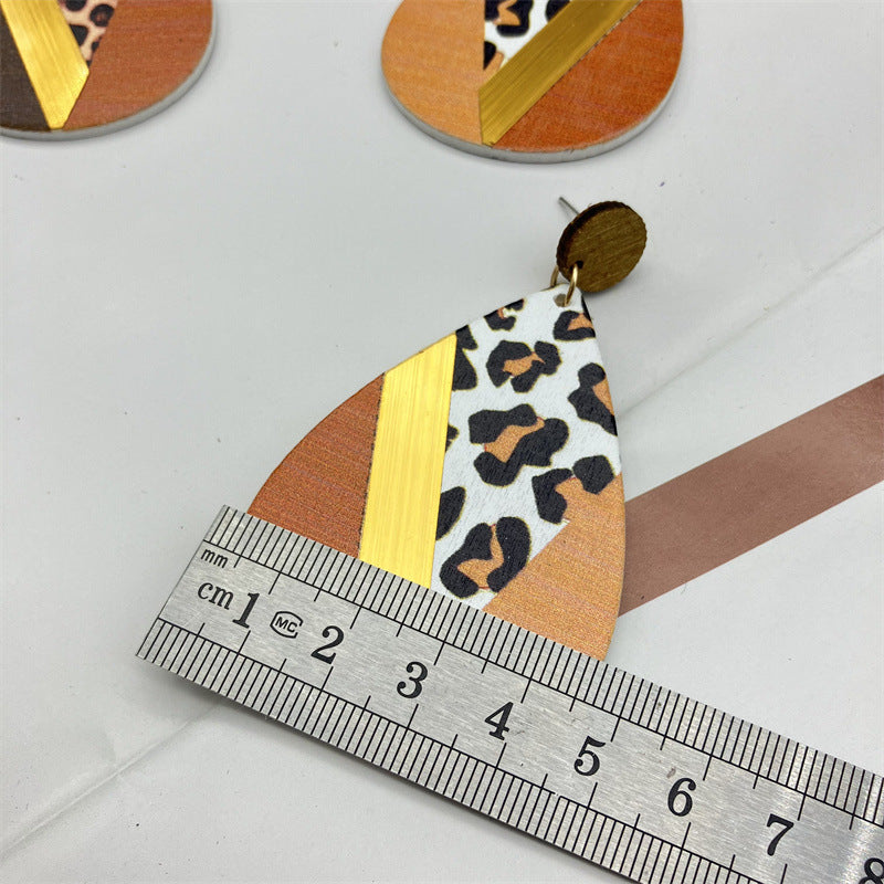 Wholesale Vintage Leopard Print Wooden Earrings ACC-ES-FX028