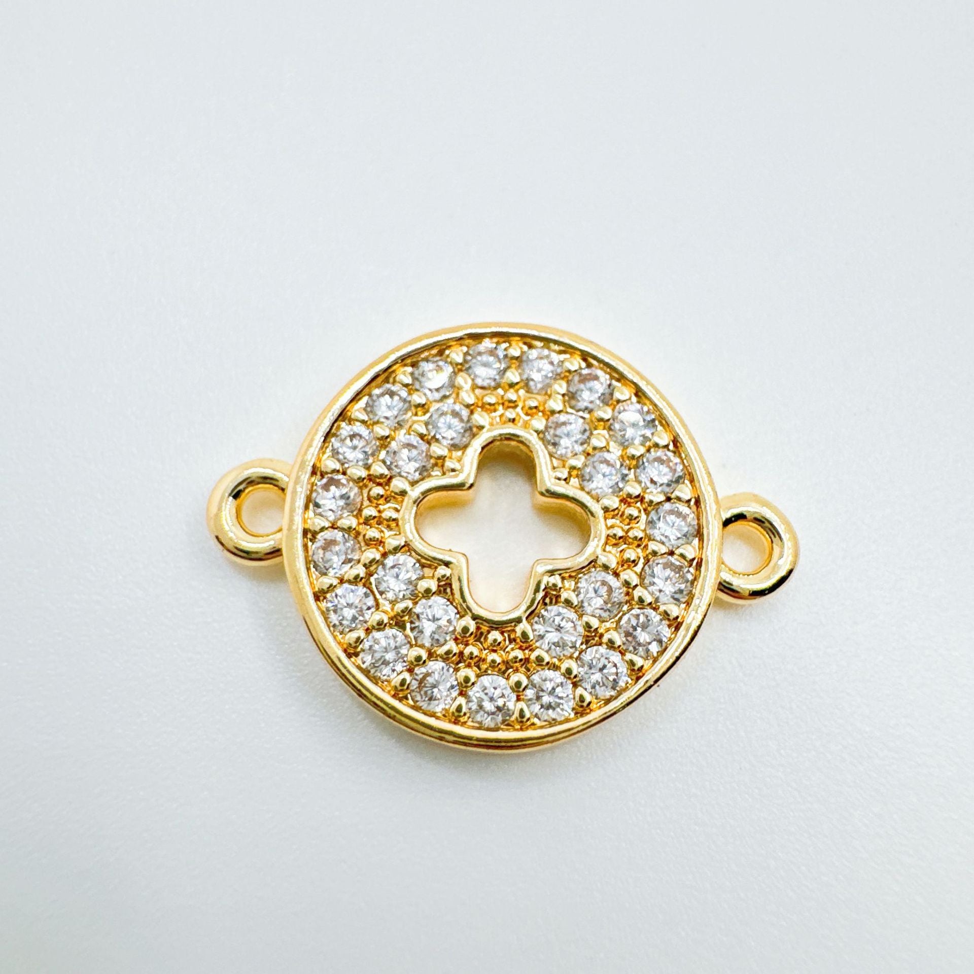 Wholesale 18K Gold Plated Copper Cross Charm Bracelet with Micro Zircon Trendy DIY Jewelry Accessory