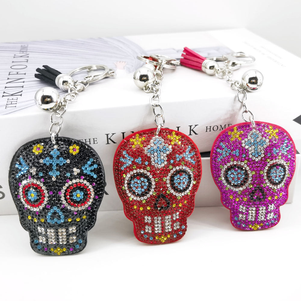 Wholesale  velvet encrusted punk hip-hop new ghost head keychain