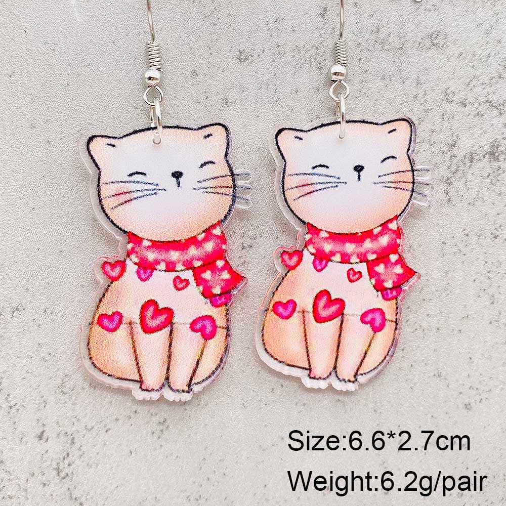 Wholesale  Valentine's Day earrings cute love cat envelope acrylic earrings
