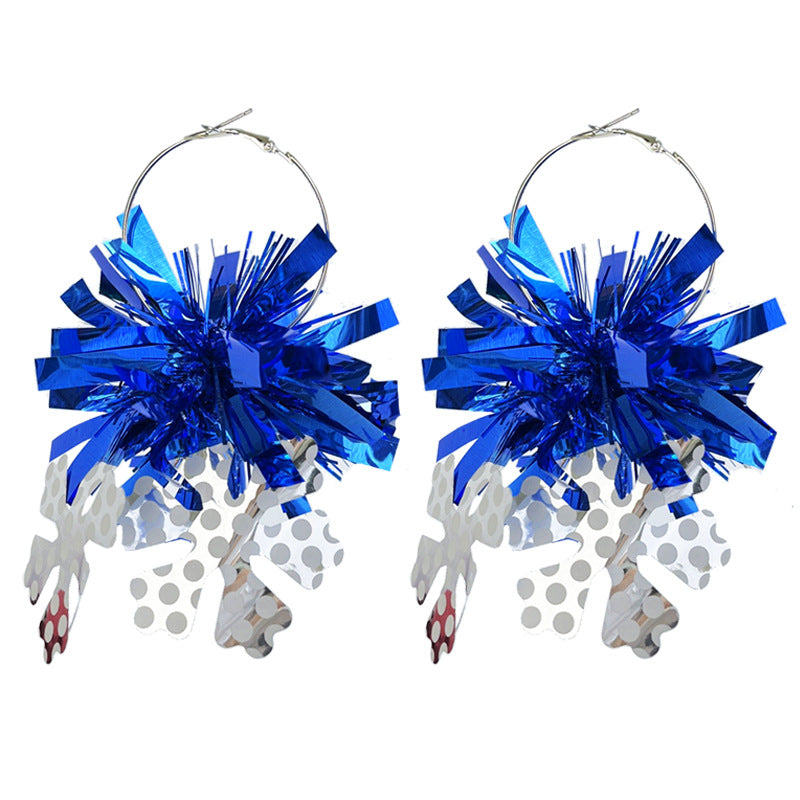 Wholesale 2 pairs/pack Hanukkah Fireworks Festival Bright Blue Snowflakes Earrings ACC-ES-HY178