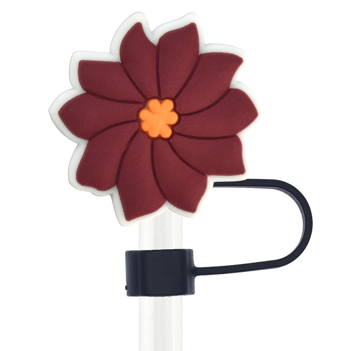 Wholesale Random 100PCS Cute Flowers 10mm Straw Buckle Soft Rubber Straw Decoration