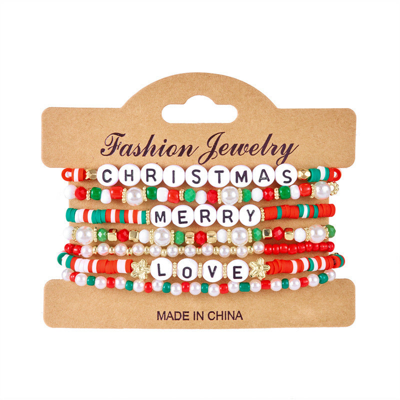 Wholesale  Snowflake Bell Colorful Beaded Bracelet