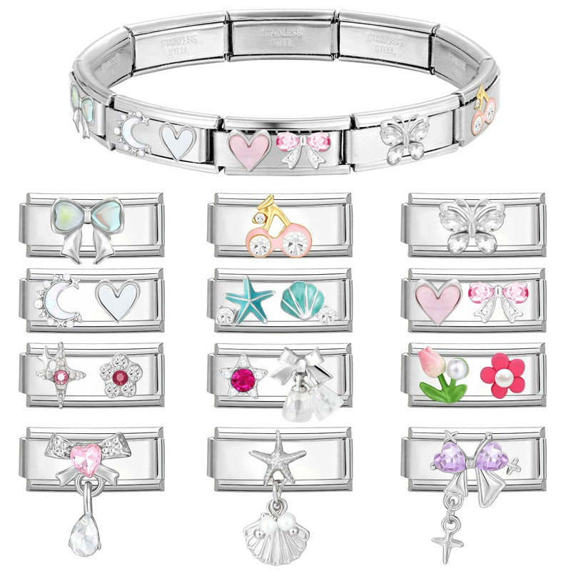 Wholesale Italian Charm Bracelet 9mm DIY Creative Simple  Creative Stainless Steel Composable Bracelet