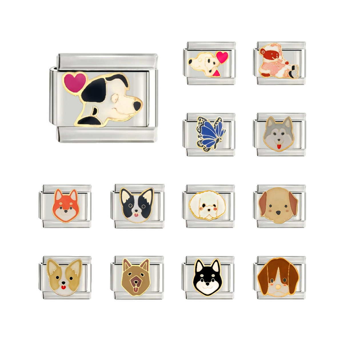 Wholesale 9mm Italian Charm Starter Bracelets DIY square Single Section Creative Stainless Steel Composable Bracelet