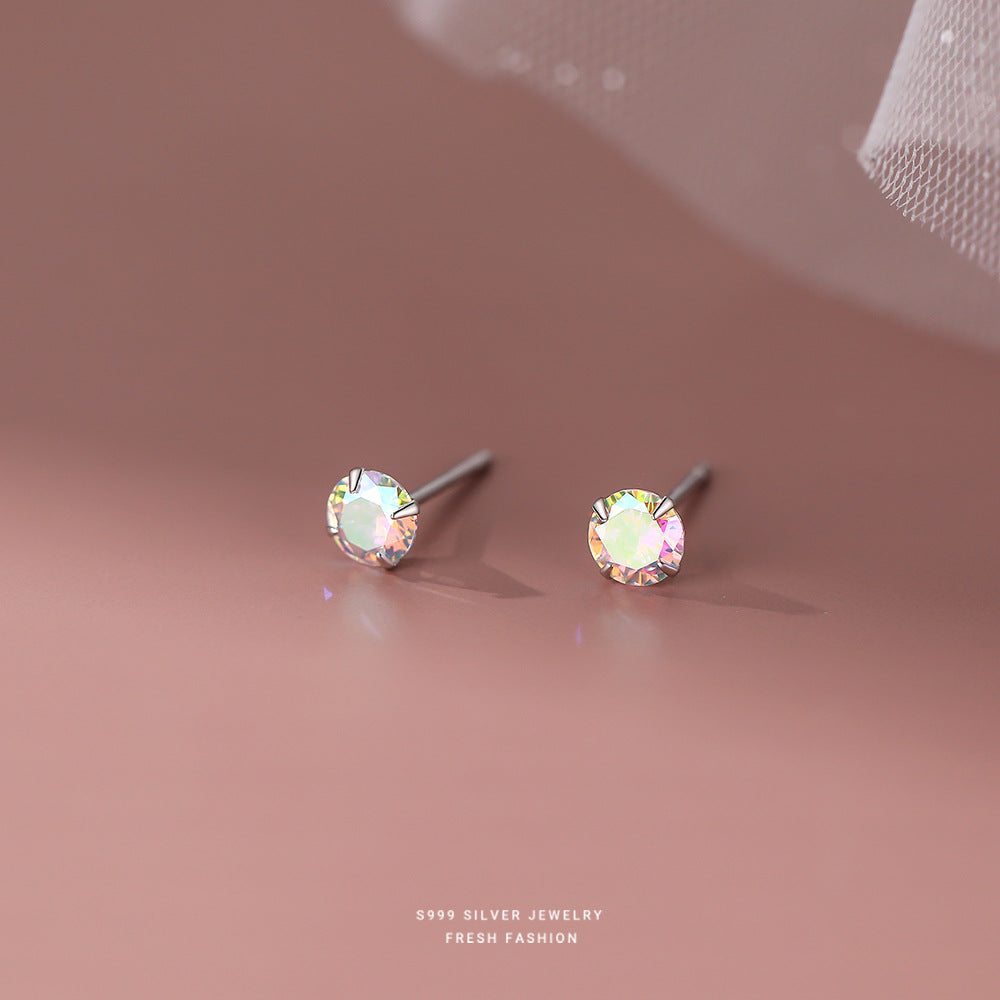 Wholesale s999 Foot Silver Magic Color Zircon Earrings