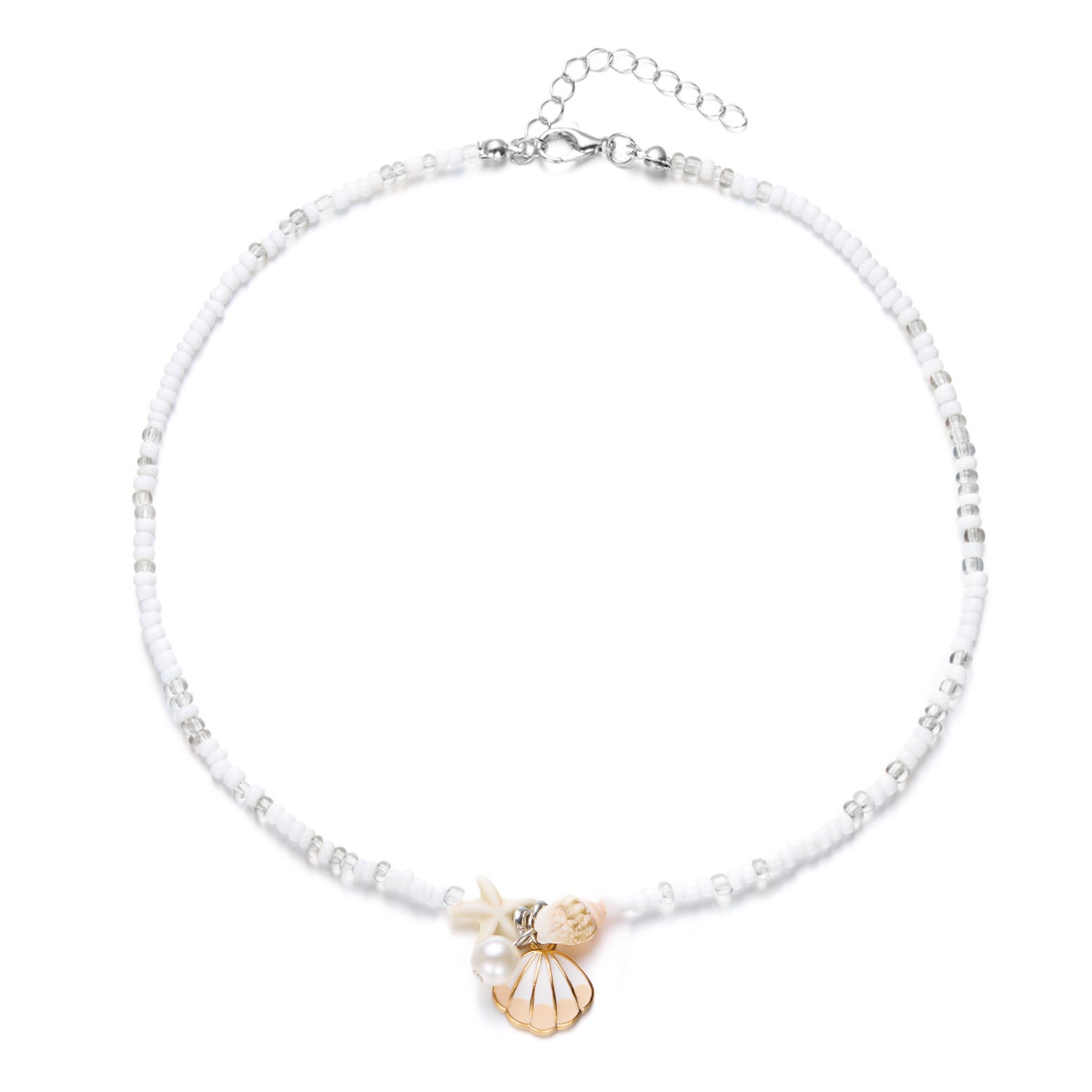 Wholesale  Summer Small Fresh Shell Starfish Conch Rice Bead Necklace
