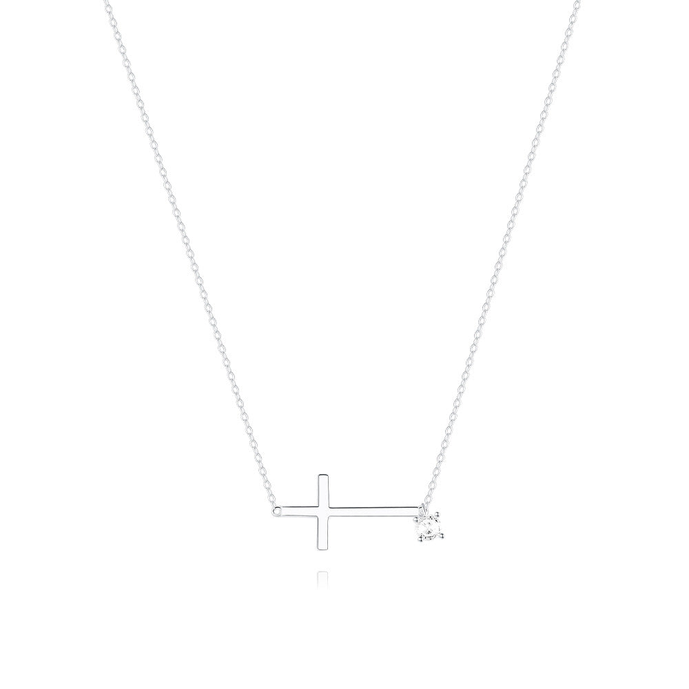 Wholesale S925 Sterling Silver Cross Zircon  Clavicle Chain Accessories  Necklace