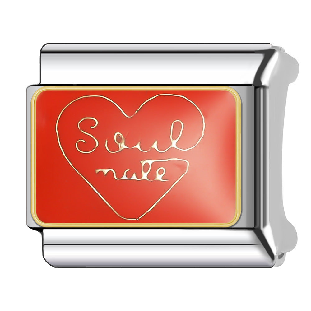 Wholesale Italian Charm Bracelet 9mm DIY Splicing English Series Stainless Steel Composable Bracelet