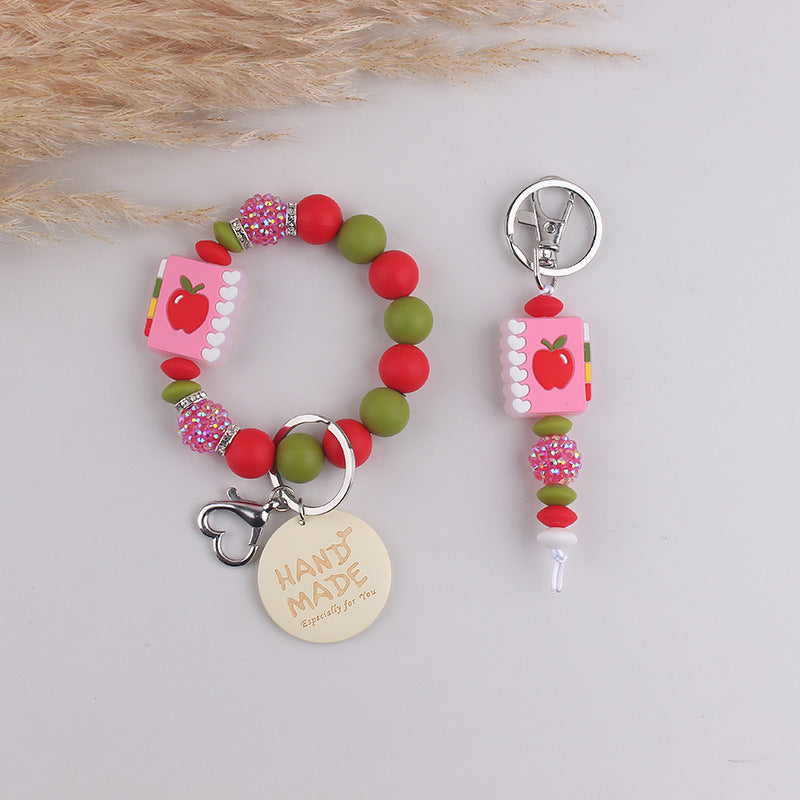 Wholesale Mother' s Day Handmade Smiley-Face Wooden Tag  Keychain