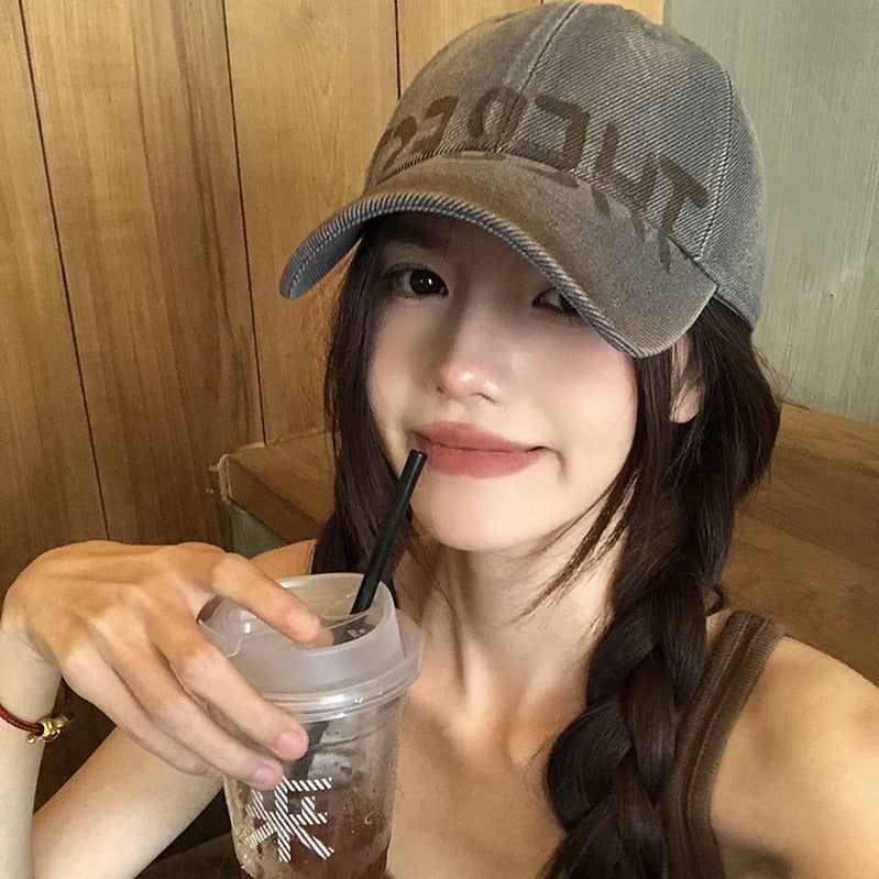 Wholesale Washed old letters retro wide soft top hat