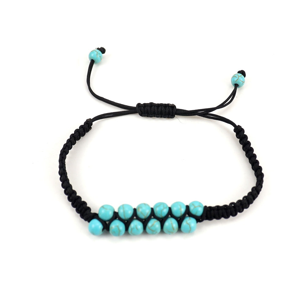 Wholesale Bohemian Handmade Double-Row Woven Amethyst Crystal Bracelet Fashion Jewelry Accessory Travel Souvenir Gift