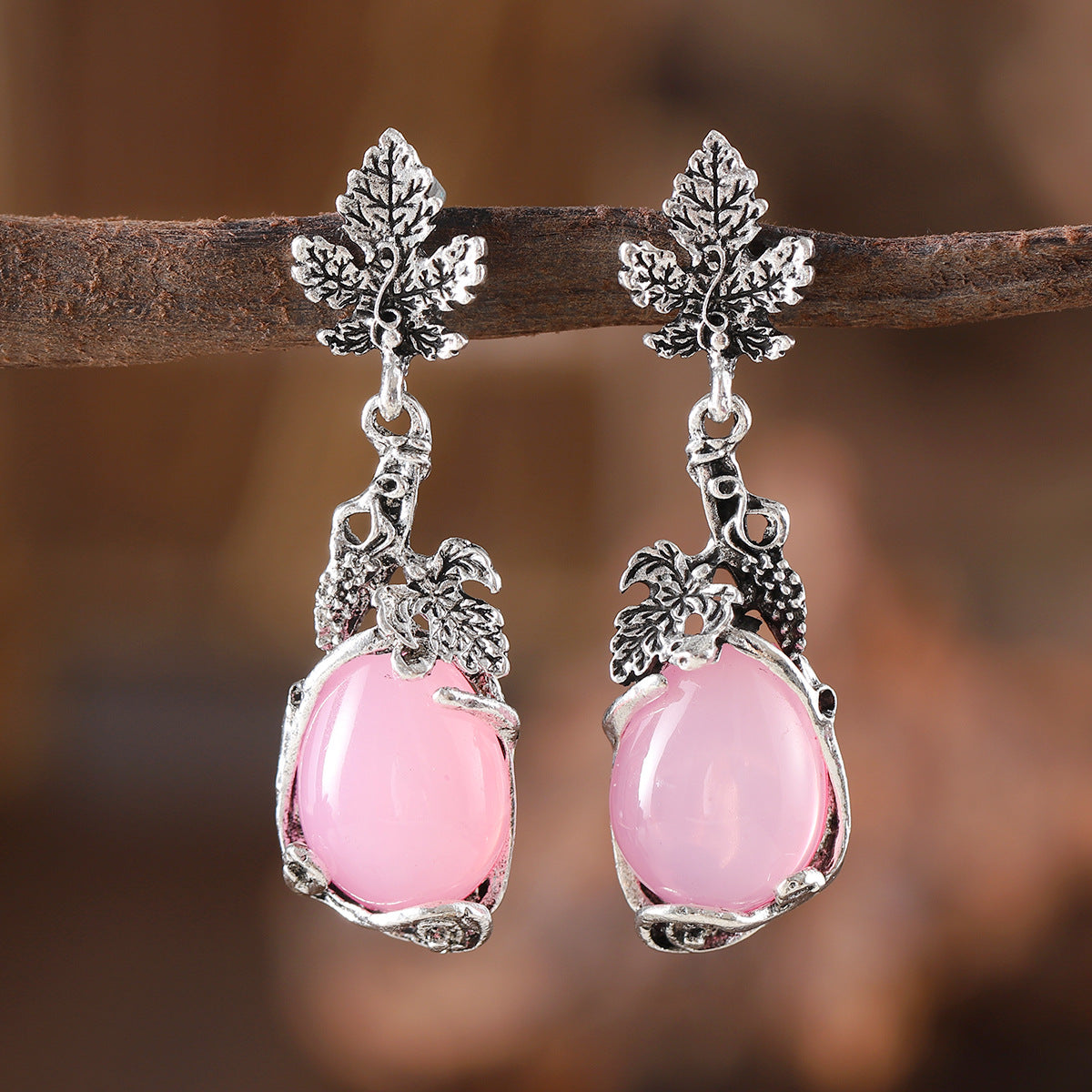 Wholesale  Grapevine Leaf Inlaid Opal Pendant Earrings