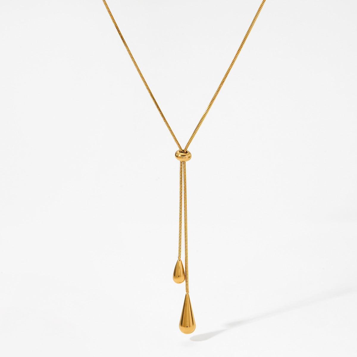 Wholesale  Stainless steel long water drop pendant necklace earrings suit