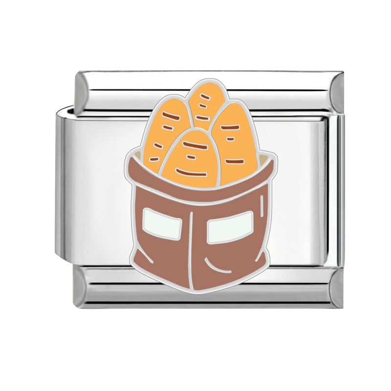 Wholesale Italian Charm Bracelet 9mm DIY Splicing Creative Dessert Stainless Steel Composable Bracelet