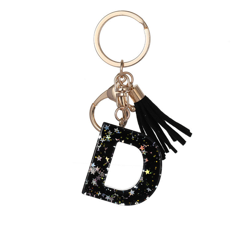 Wholesale  black resin keychain 26 English letter pendant keychain